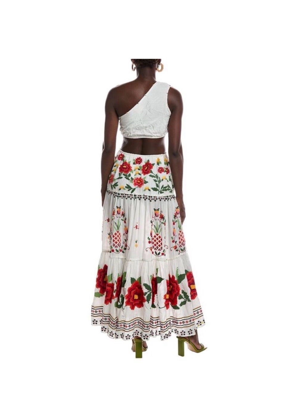 FARM Rio White Maxi Dress with Red & Green Floral Embroidery - Picture 2 of 2